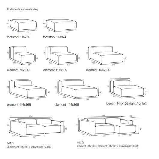 Sits Edda sofa driezit + chaise longue - Oosterlinck