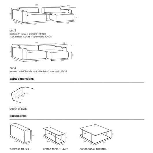 Sits Edda sofa driezit + chaise longue - Oosterlinck