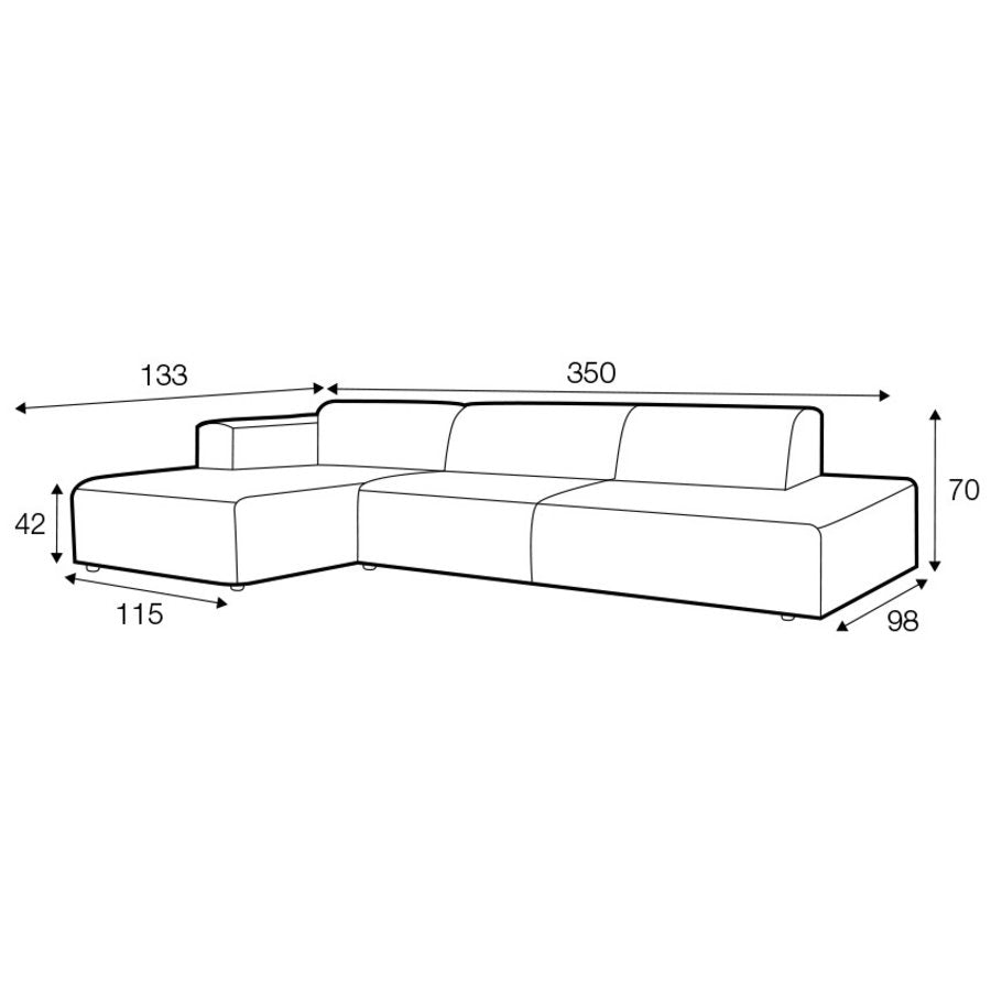 Sits Milano sofa driezit + divan chaise longue - Oosterlinck