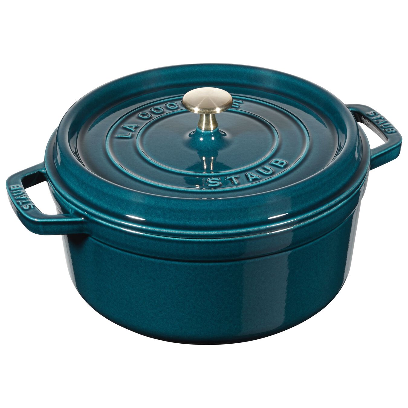 STAUB LA COCOTTE GIETIJZEREN BRAADPAN ROND, LA-MER BLAUW - TWEE FORMATEN - Oosterlinck