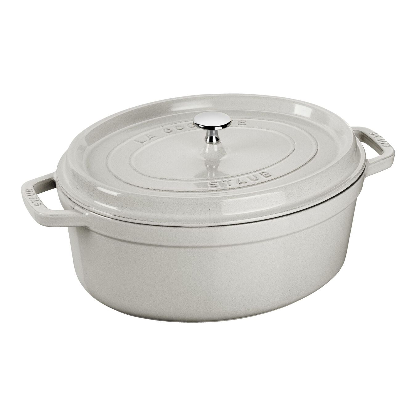 STAUB LA COCOTTE GIETIJZEREN BRAADPAN 31 CM / 5,5 L, OVAAL, WHITE TRUFFLE - Oosterlinck