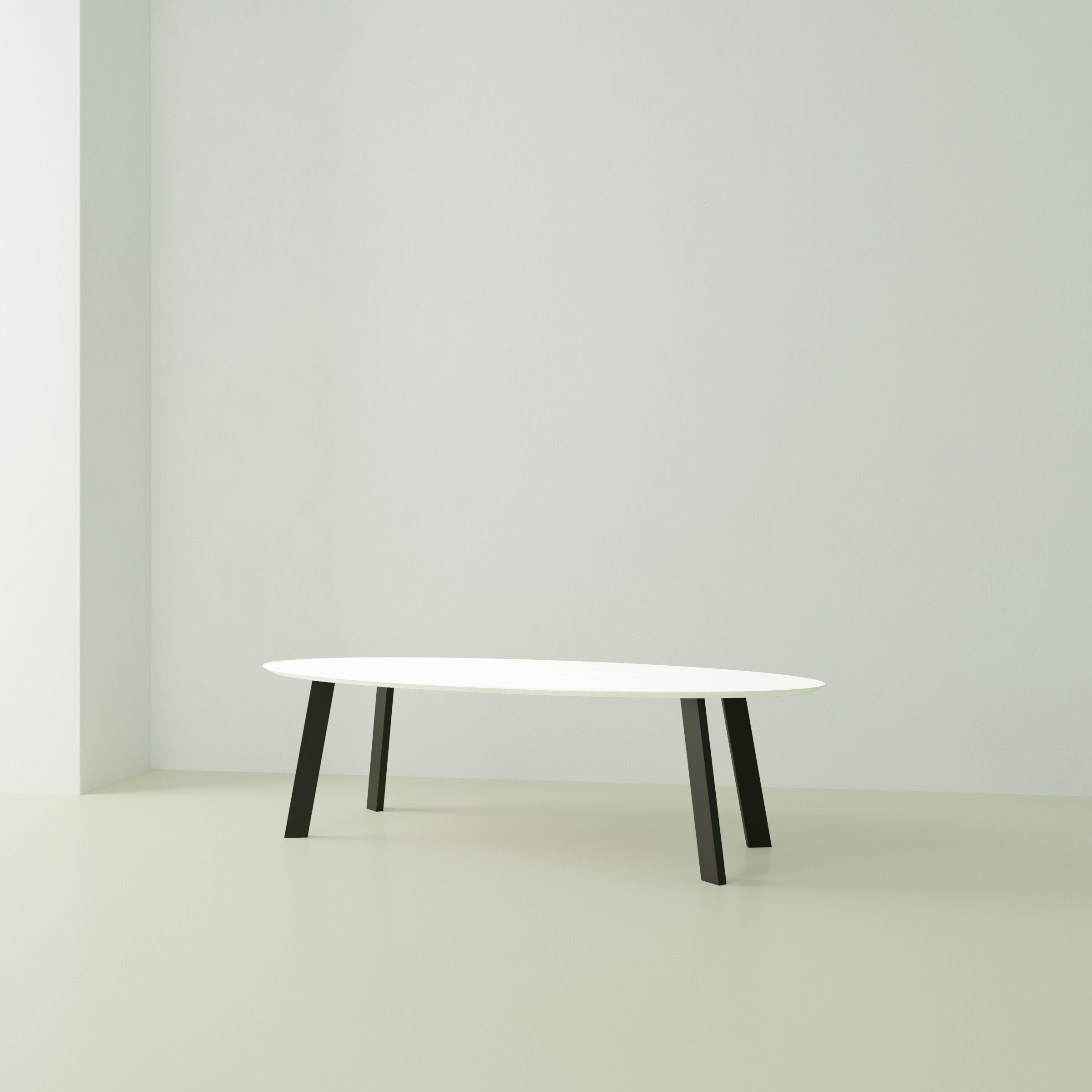 Studio Henk New Co tafel ovaal HPL verjongd - zwart onderstel - alle formaten - Oosterlinck