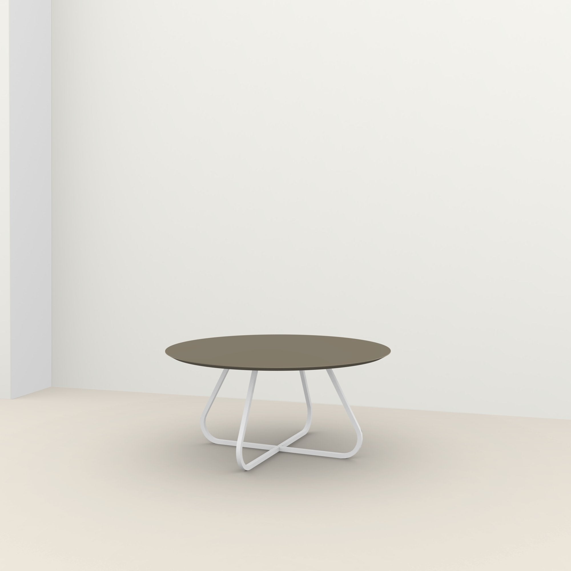 Studio Henk Curved ronde tafel HPL verjongd - wit onderstel - alle formaten - Oosterlinck