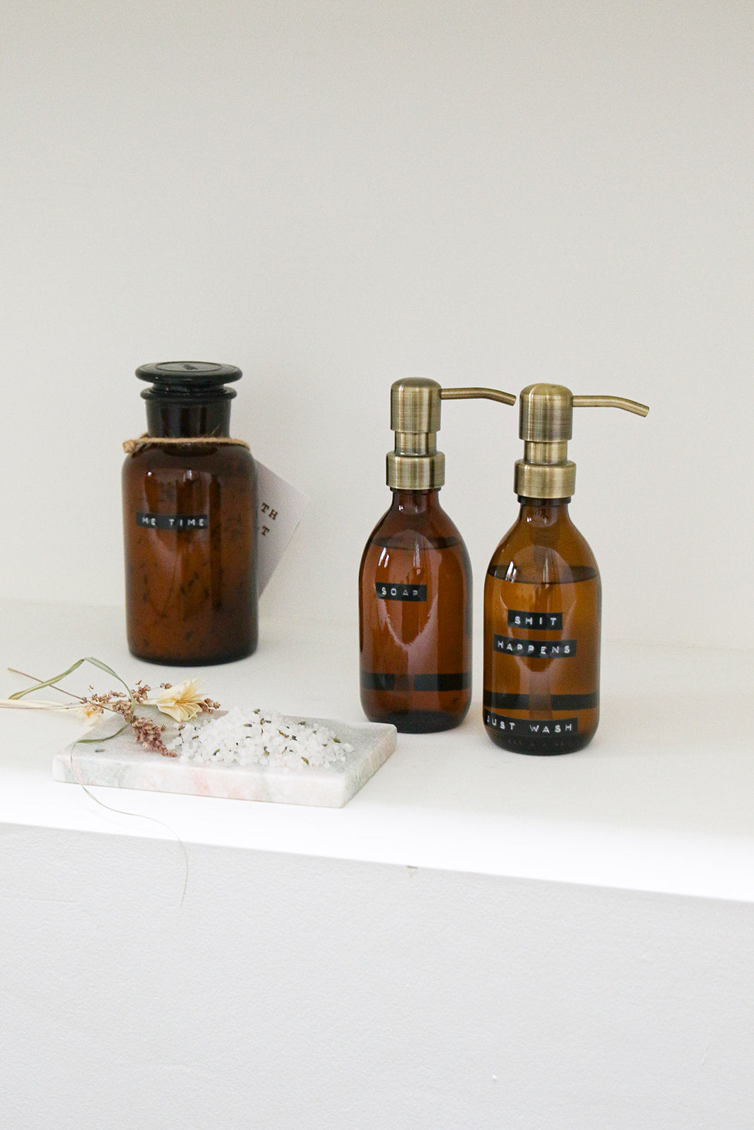 Wellmark Zeeppomp bruin glas - 250ml handzeep - Oosterlinck