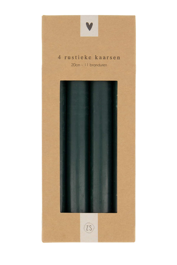 ZUSSS SET VAN 4 RUSTIEKE KAARSEN 20CM VERSCHILLENDE KLEUREN - Oosterlinck